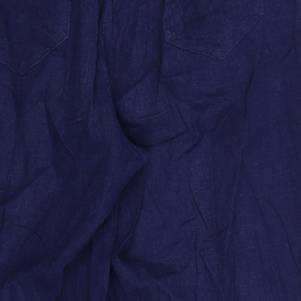 Brand and care label for Riviera women’s blue trousers, size UK 14, 21-inch leg