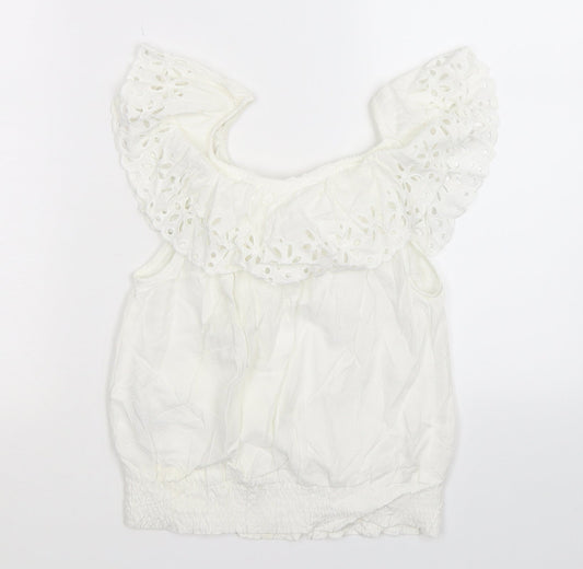 H&M Girls White Basic T-Shirt Size 10-11 Years