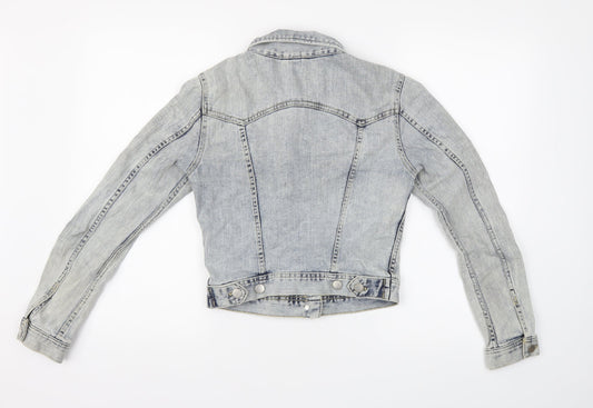 Divided Womens Blue Motorcycle Jacket Jacket Size 8