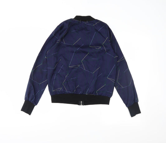 jcl Womens Blue Geometric Varsity Jacket Jacket Size S
