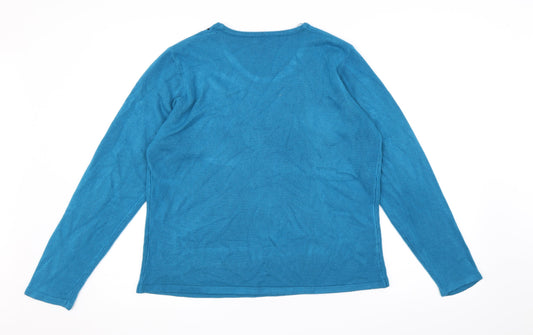 BM Womens Blue Knit Pullover Jumper Size L