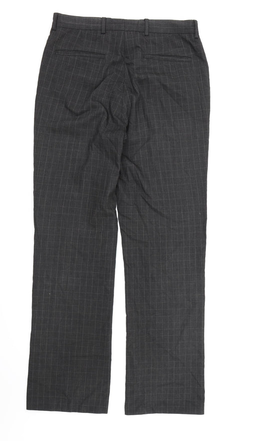 Ventura Mens Grey Check Rayon Dress Pants Trousers L32 in