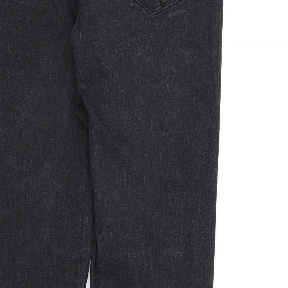 Brand and care label for George women’s black denim skinny jeans, size UK 12, 28-inch leg