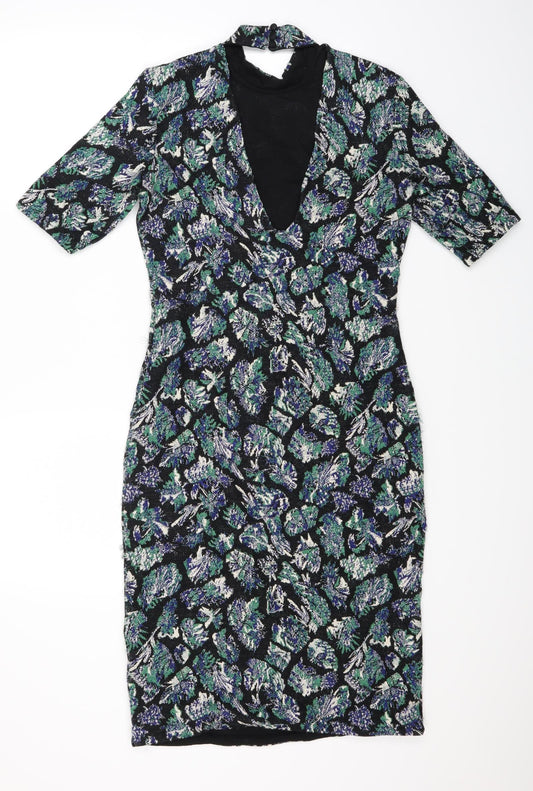 Marks and Spencer Womens Black Polka Dot Pencil Dress Size 8