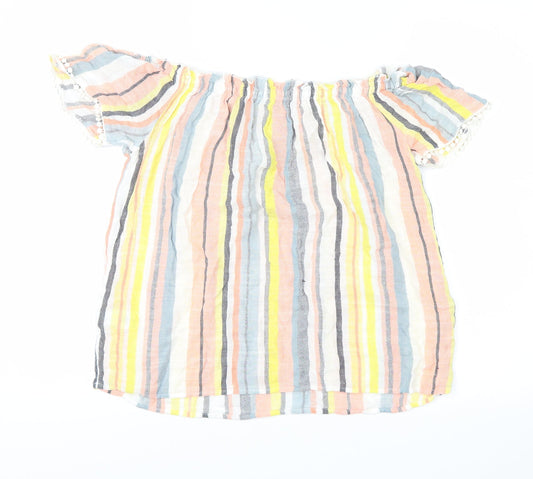 Papaya Womens Yellow Striped Basic Blouse Size 10