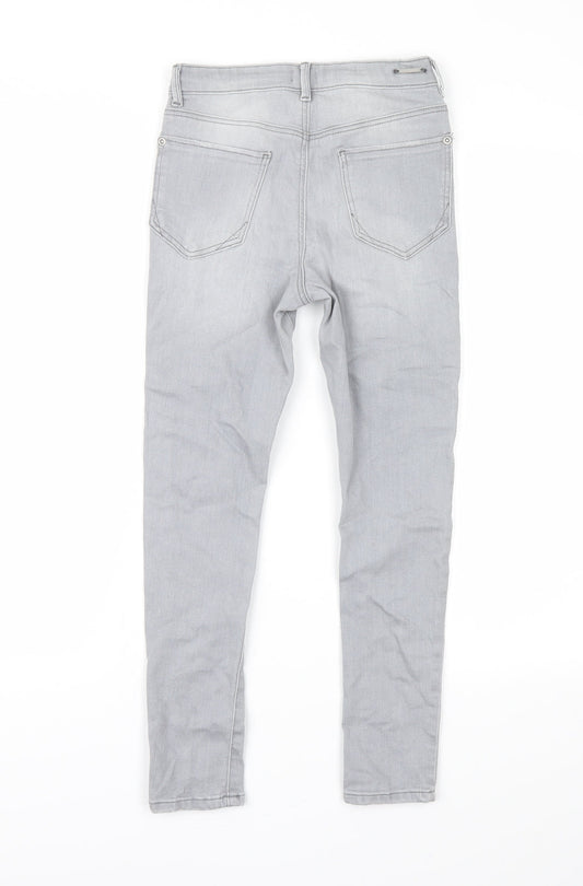 River Island Girls Grey Denim Straight Jeans Size 9 Years - distressed