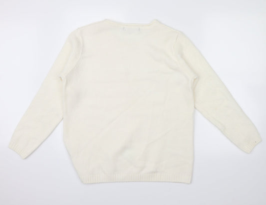 Isle Essentials Womens Ivory Pullover Jumper Size M
