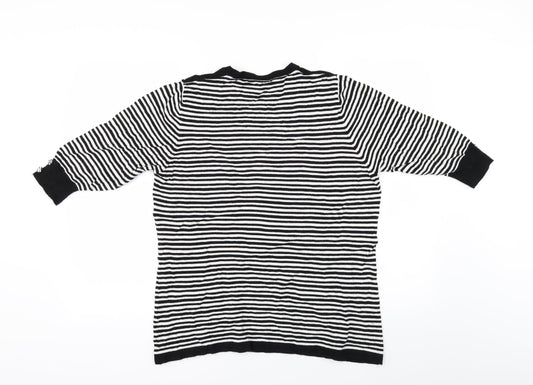 Annabelle Womens White Striped Basic Blouse Size 14