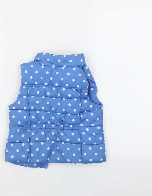 Young Dimension Girls Blue Polka Dot Gilet Coat Size 2 Years
