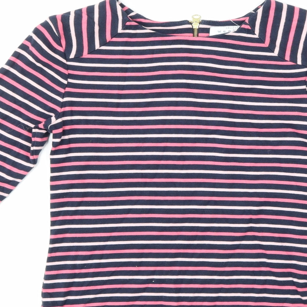 Brand and care label for Collection weekend women’s multicoloured striped jumper, size UK 10