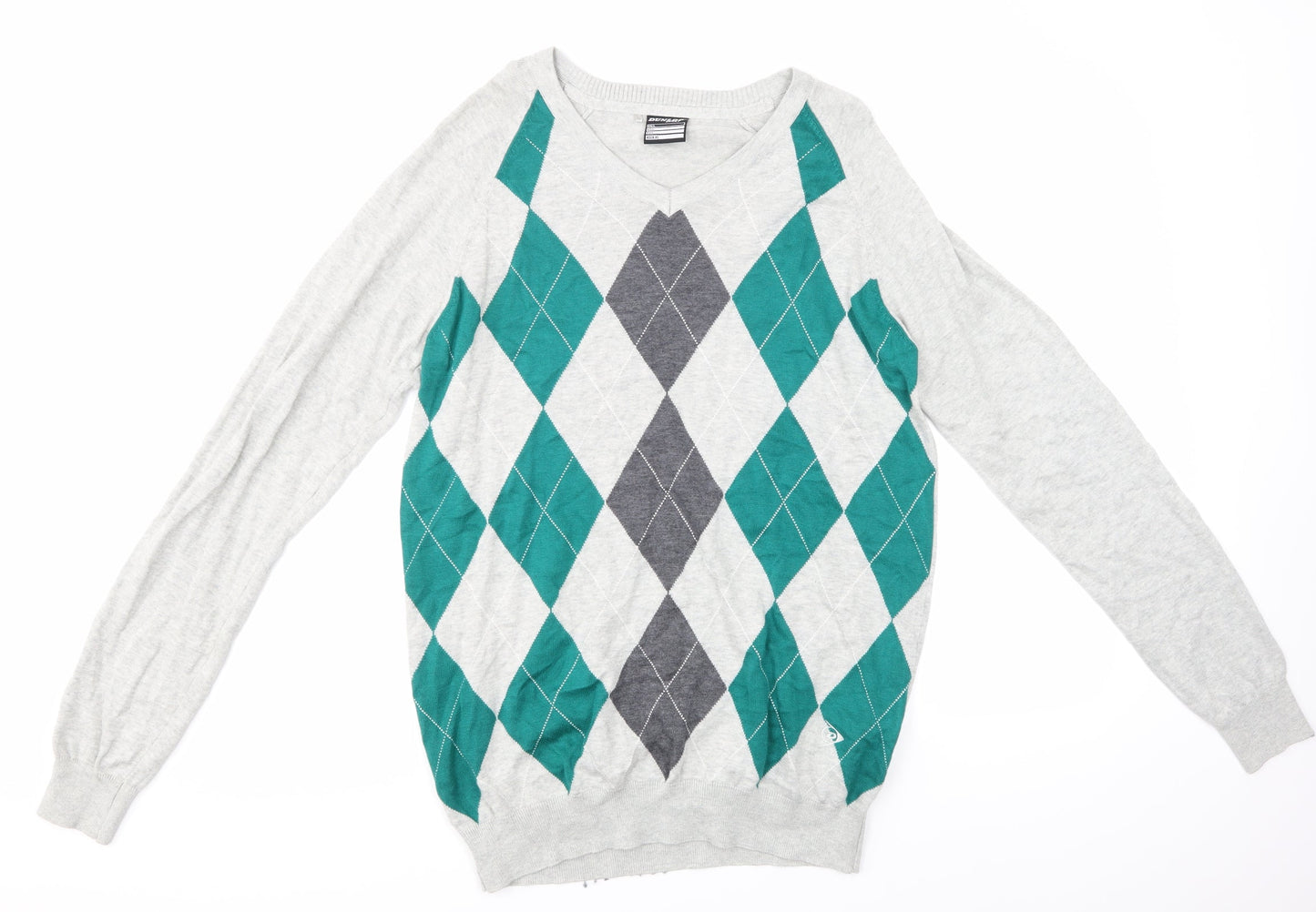 Dunlop Mens Multicoloured Argyle/Diamond  Henley Jumper