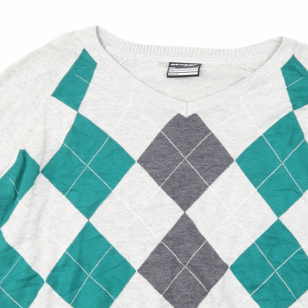 Dunlop Mens Multicoloured Argyle/Diamond  Henley Jumper