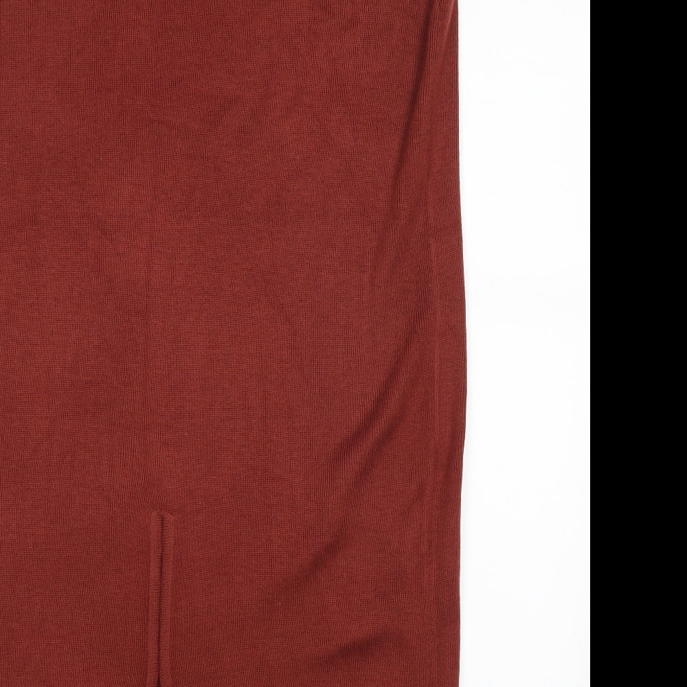 Brand and care label for ALEXARA women’s orange maxi skirt, size M
