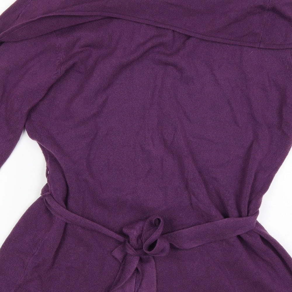 Brand and care label for Klass women’s purple jumper, size L