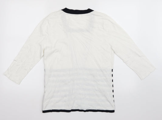 Casamia Womens White Striped Pullover Jumper Size M