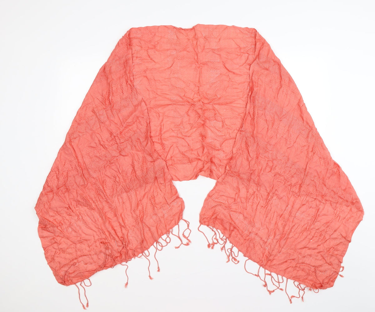 Front view of Preworn women’s orange knit scarf - coral