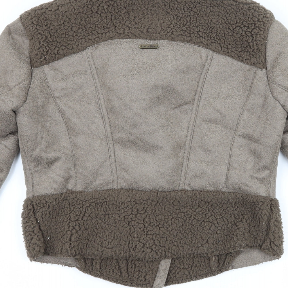 Brand and care label for Red or Dead women’s brown jacket, size UK 8