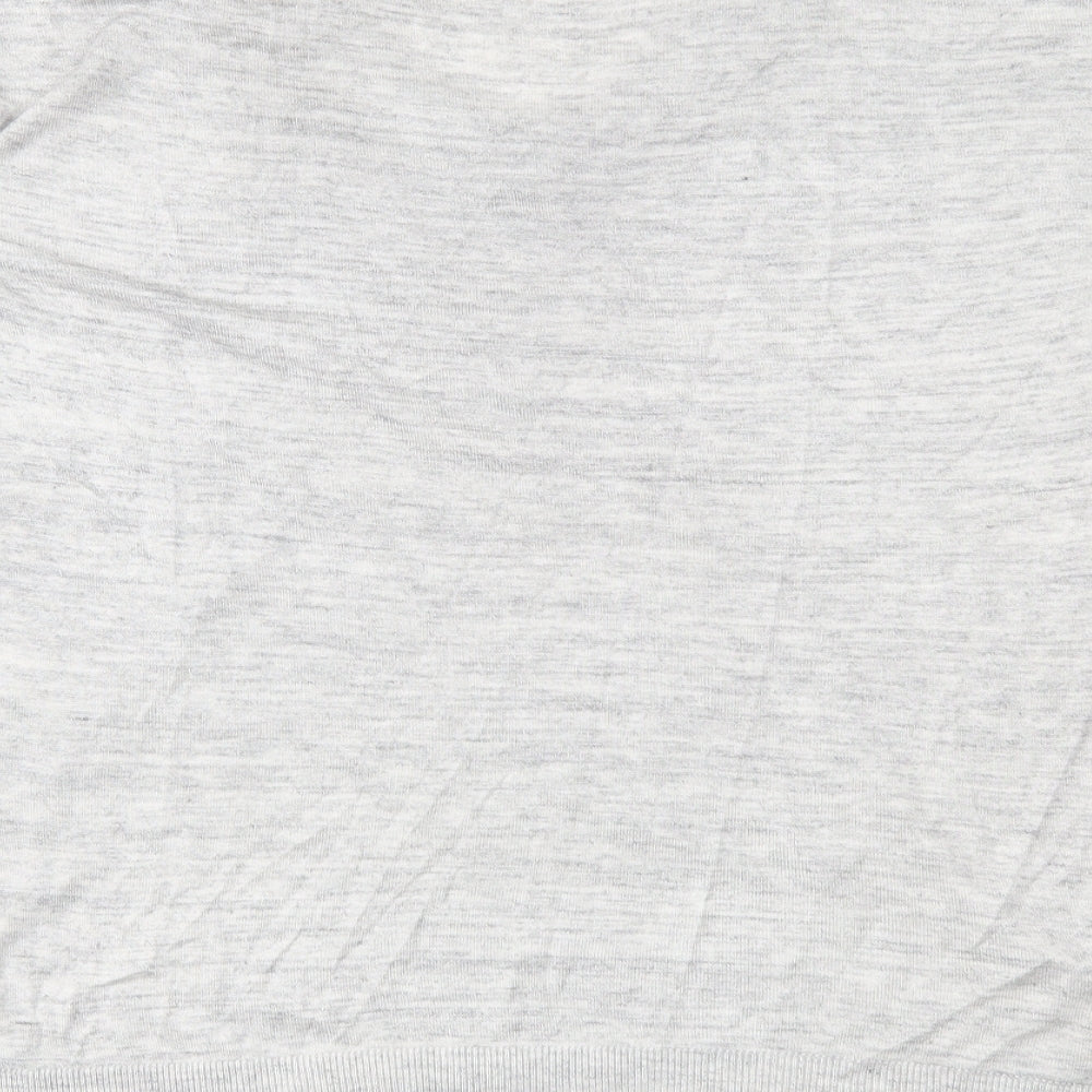 Brand and care label for H&M women’s grey knit jumper, size M