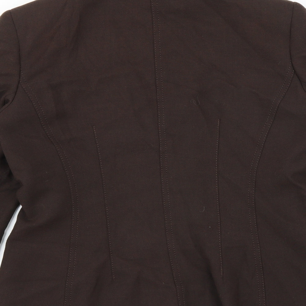 Brand and care label for Marks & Spencer women’s brown jacket suit jacket, size UK 10