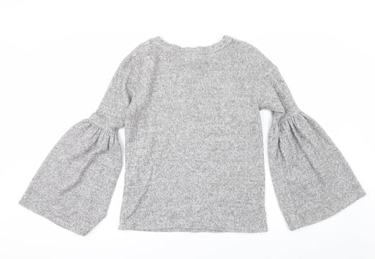 H&M Womens Grey Pullover Jumper Size S - Flare sleeve