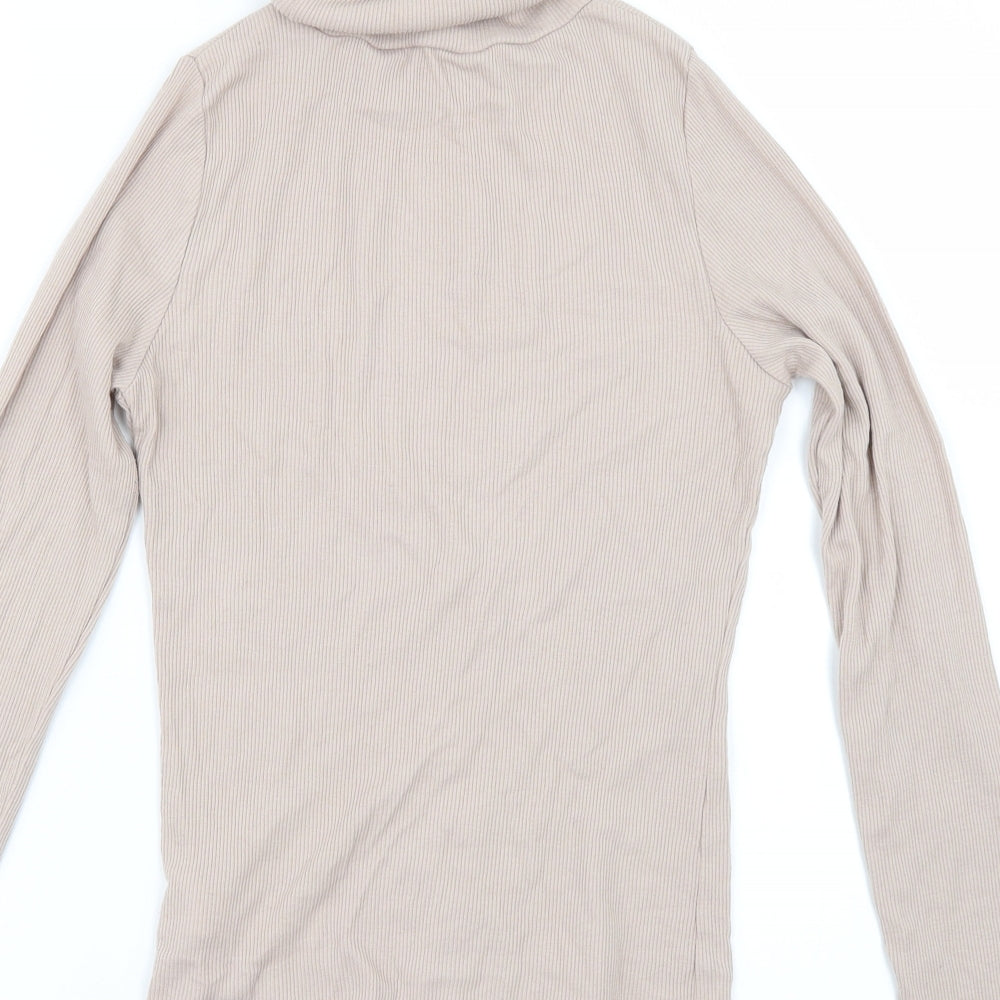 Brand and care label for New Look women’s beige jumper, size UK 12