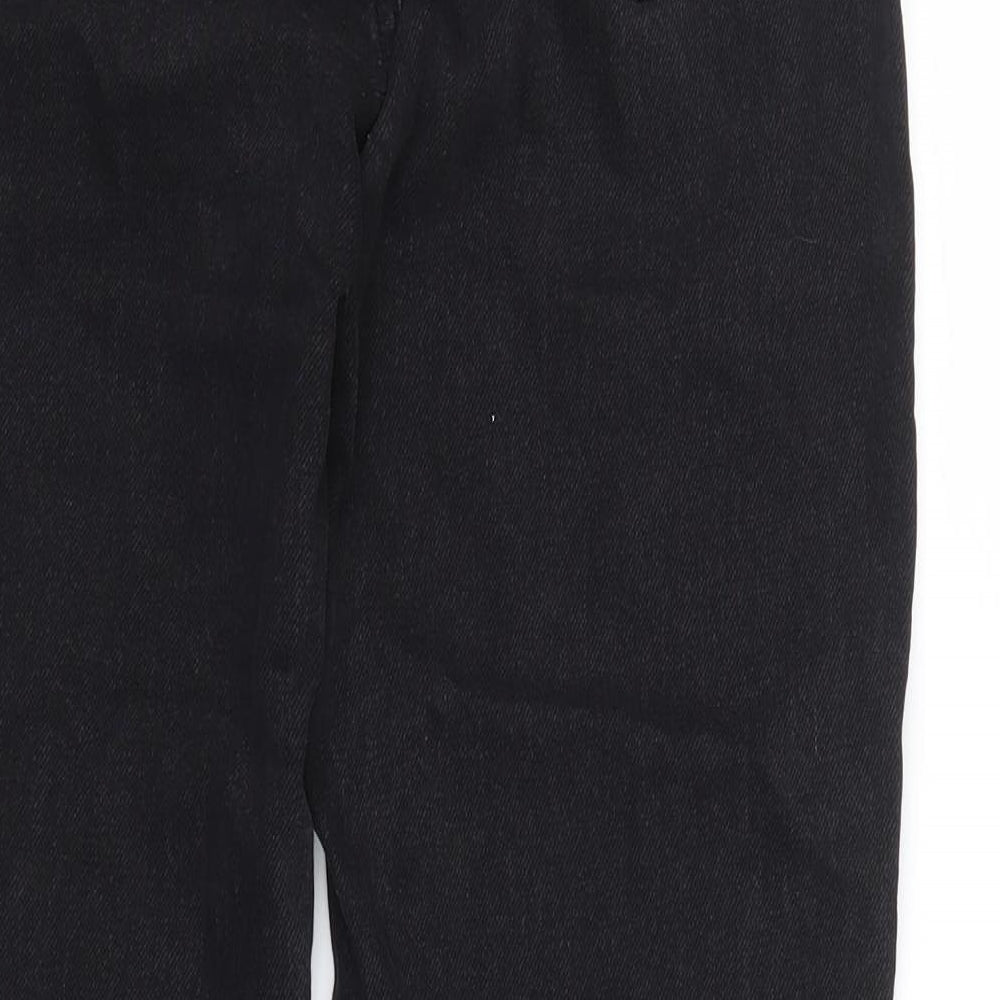 Brand and care label for Denim Co. women’s black denim straight jeans, size UK 6, 28-inch leg