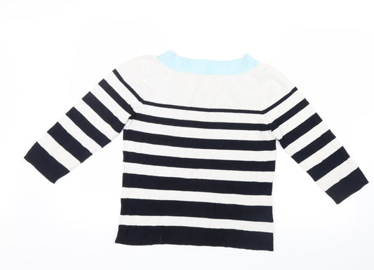 Precis Womens White Striped Knit Pullover Jumper Size M