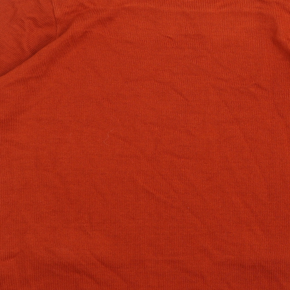Brand and care label for Afibel women’s orange knit jumper, size UK 14