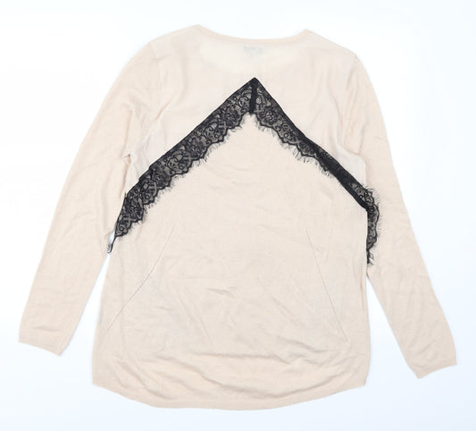 Marks and Spencer Womens Pink Lace Pullover Jumper Size 14