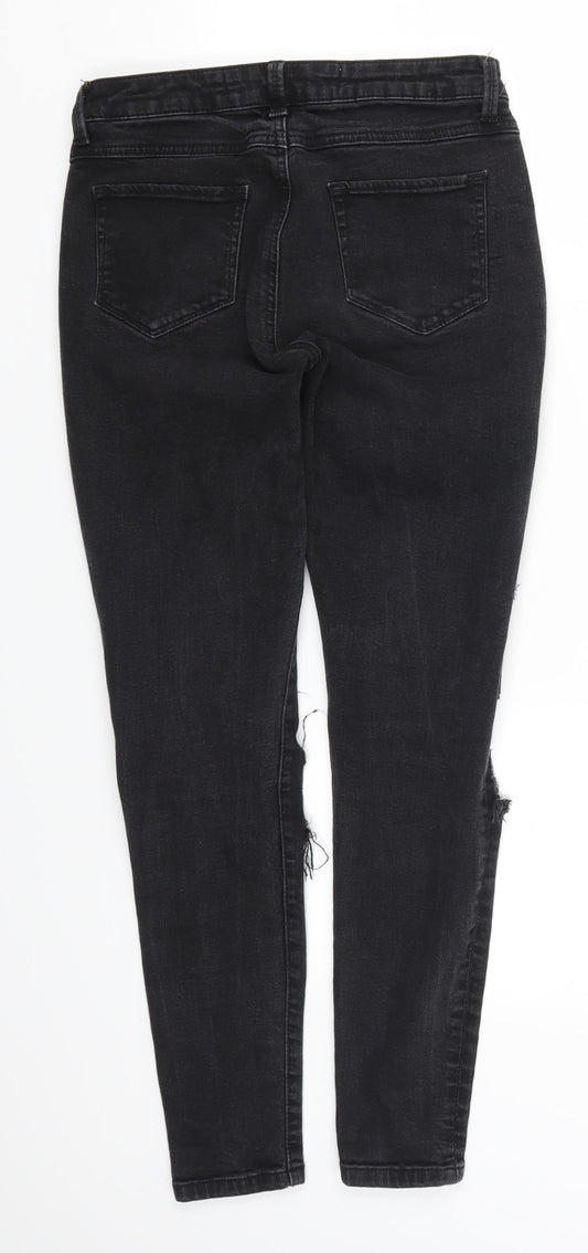 Denim Co Womens Black Denim Skinny Jeans Size 10 L26 in - Heavily Distressed