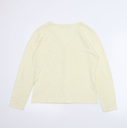 Janique Womens Ivory Floral Cardigan Jumper Size S