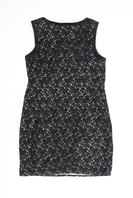 Oasis Womens Black Floral A-Line Size 12