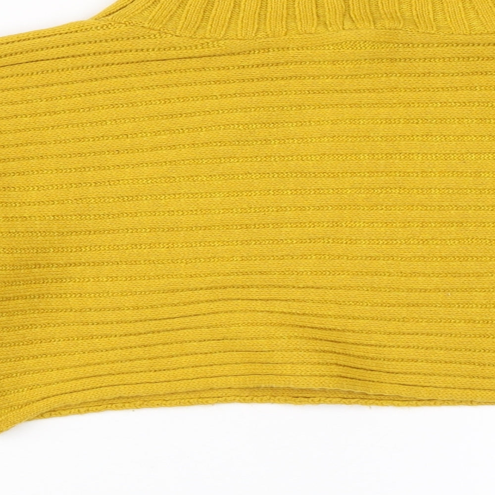 Brand and care label for New Look women’s yellow jumper, size S
