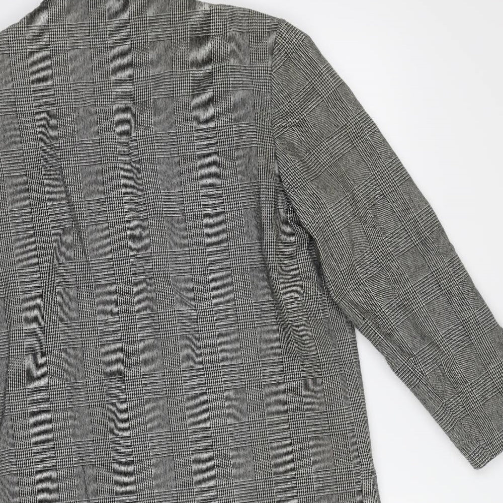 Brand and care label for Valenzia women’s grey geometric overcoat coat, size UK 14