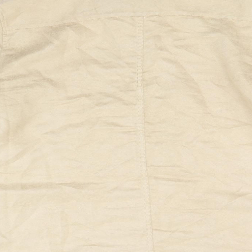 Brand and care label for ASOS women’s beige jacket, size L