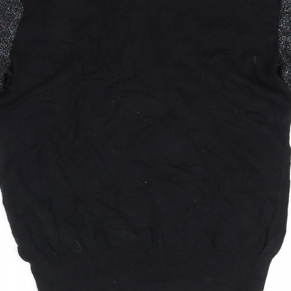 Brand and care label for Next women’s black jumper, size UK 8