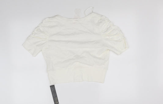 E-vie Womens White Cardigan Jumper Size 14