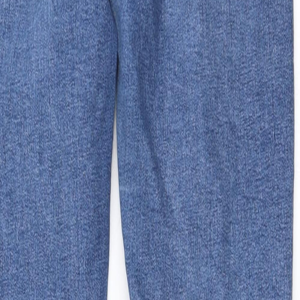 Brand and care label for Topshop women’s blue skinny jeans, size UK 28, in, 31.5-inch leg