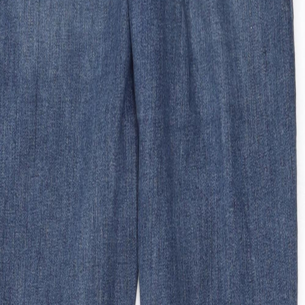 Brand and care label for Topshop women’s blue skinny jeans, size UK 28, in, 32-inch leg