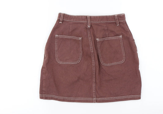 Boohoo Womens Brown A-Line Skirt Size 8
