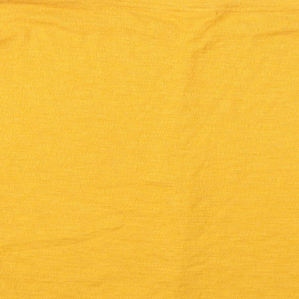 Brand and care label for H&M women’s yellow jumper, size L, - balloon sleeve
