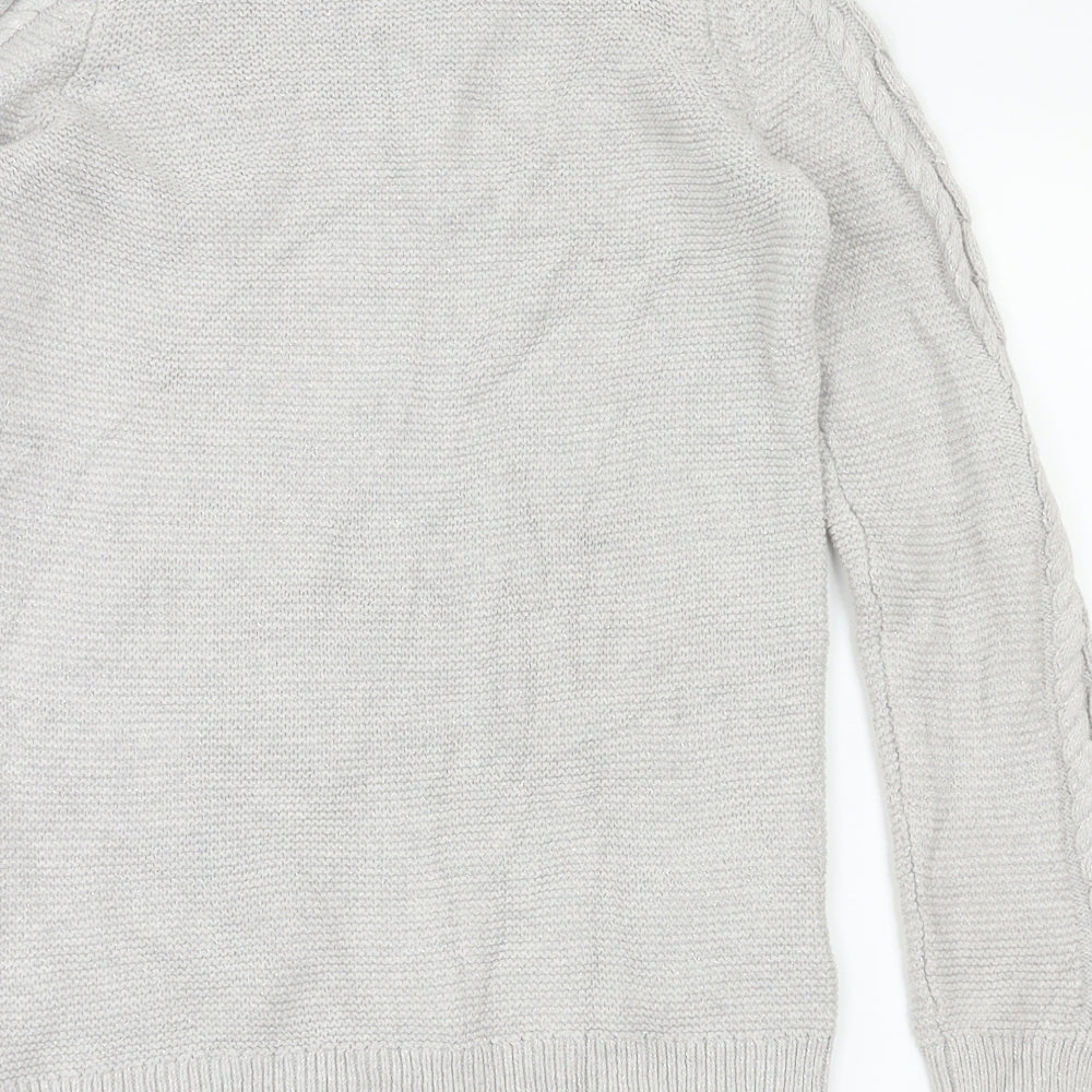 Brand and care label for Tommy Bahama girls’ grey jumper, size 13-14, years