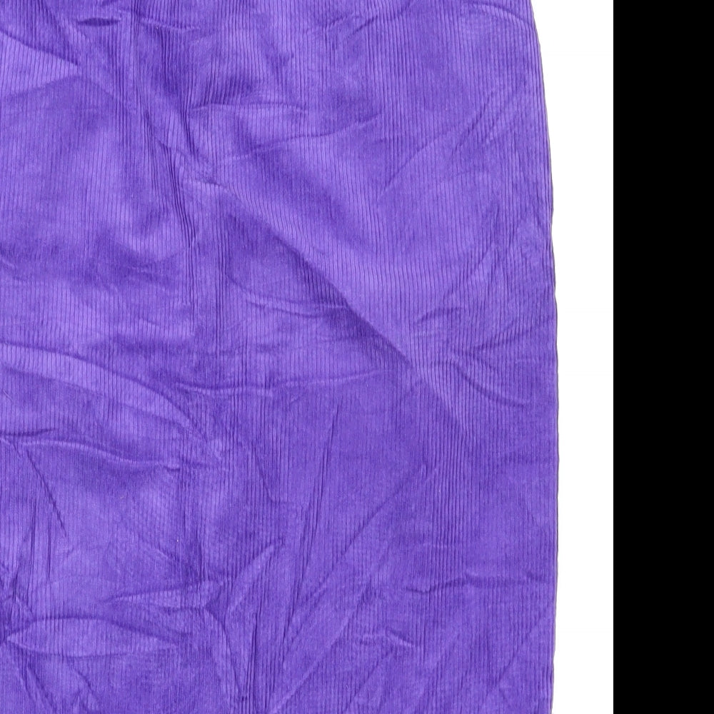 Brand and care label for casual women women’s purple a-line skirt, size UK 12