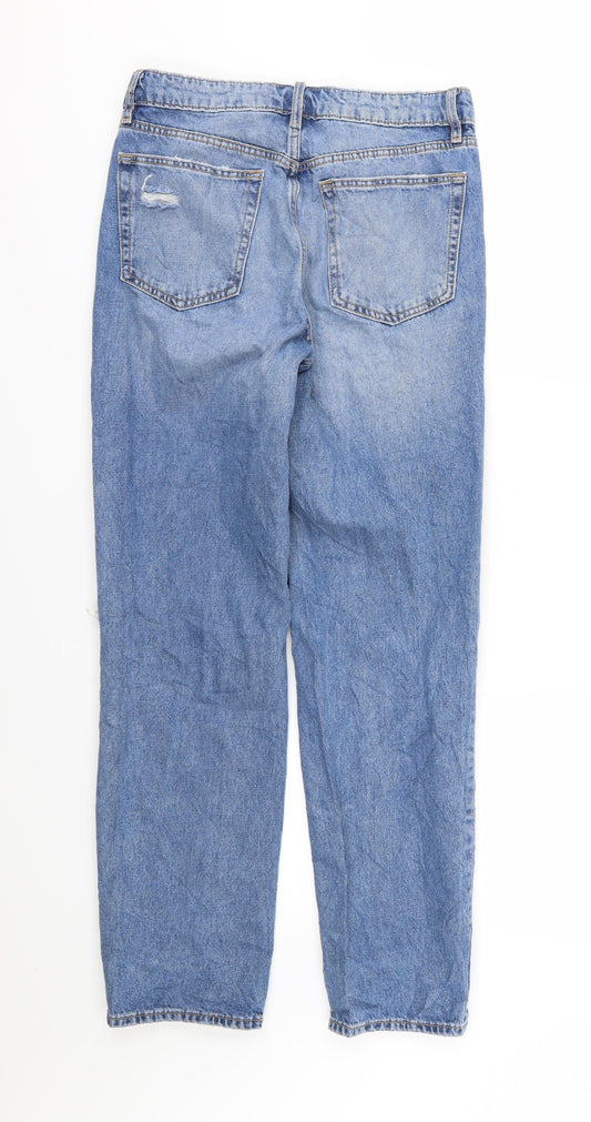 H&M Womens Blue Denim Straight Jeans Size 8 L30 in