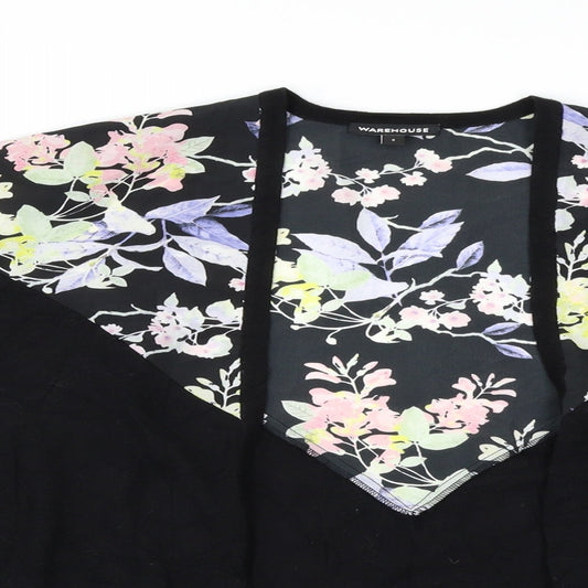 Warehouse Womens Black Floral Cardigan Jumper Size S