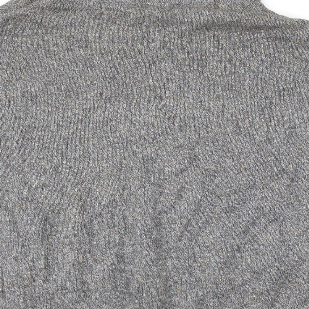 Brand and care label for Soon women’s grey herringbone jumper, size UK 14
