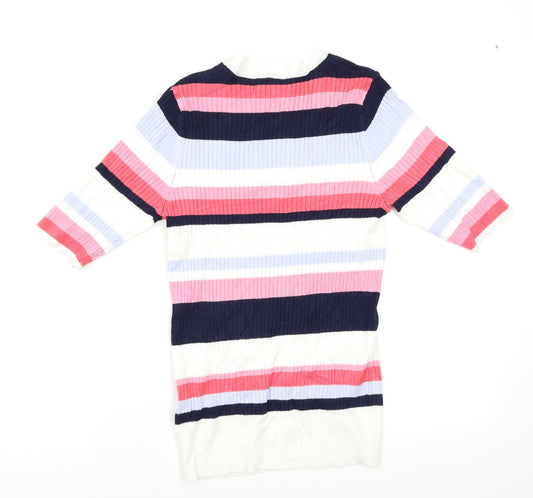 M&S Womens Multicoloured Striped Pullover Jumper Size 10