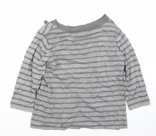 Alexandra Womens Grey Striped Pullover Jumper Size M