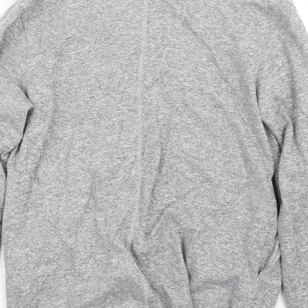 Brand and care label for H&M women’s grey cardigan jumper, size S