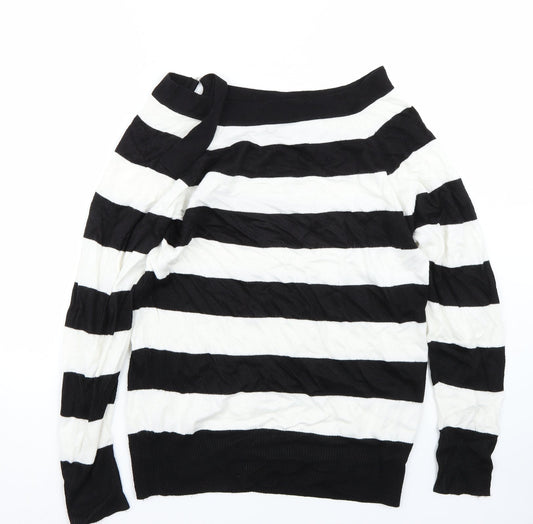 Topshop Womens White Striped Pullover Jumper Size 10